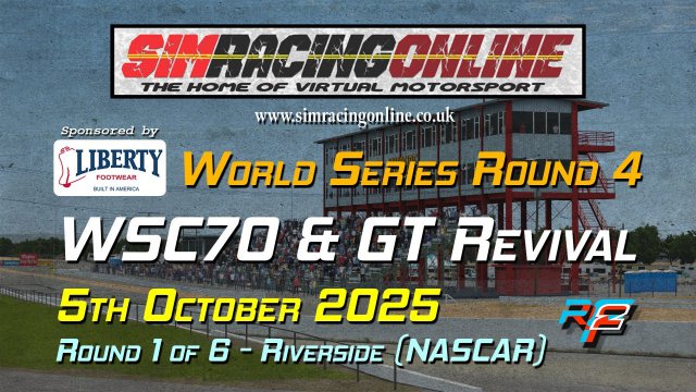 SRO 2025 World Series! Series 4 - WSC70 & GT Revival - Round 1 Riverside (NASCAR)